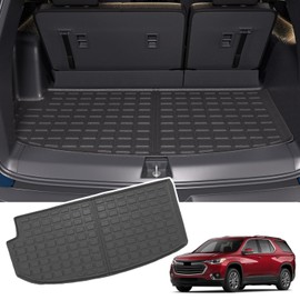powoq Trunk Mat Backrest Mat Compatible with 2018-2024 Chevy Traverse Trunk Liner TPE Cargo Liner Replacement for 2018 2019 2020 2021 2022 2023 2024 Chevy Traverse Accessories (Trunk Mat+Backrest Mat)