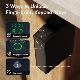 ADIMO Handgun Safe, Slider Biometric Fingerprint Gun Safe for Handgun Supports 3 Quickly Access Ways, Fingerprint, PIN Code and Key, Pistol Gun Lock Box for Car, Truck, Desk, Bedside
