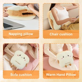 Auptiz Toast Bread Cushion, Soft Plush Toy, Funny Bread Shape Plush Toy Cushion, Doll Toy, Cut Bread Cushion, Toast Cuddly Toy, 40 cm Hand Warmer, Toast Bread Cushion