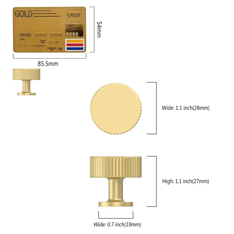 Amerdeco 10 Pack Brushed Gold Cabinet Knobs Single Hole Cabinet