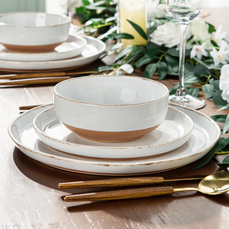 AmorArc Ceramic Dinnerware Sets for 4, 12 Pieces Handpainted Plates
