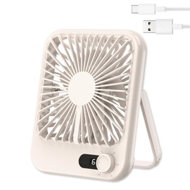 Portable Fan for Travel, 5 Inch Small USB Desk Fan with 100 Speed Wind Adjustable and 180° Tilt Folding, Strong Wind Ultra Quiet Rechargeable Desktop Fan for Home Office Bedroom (Khaki)