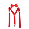 Men's Classic Solid Suspenders Matching Bow Tie Set Braces (Red)