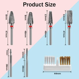 Pack of 7 Nail Drill Bits, Nail Cutter Attachments, Nail Drill Bits Professional Nail Drill Bits Manicure Carbide, Remove Gel Nails, with Brush (Style 3)
