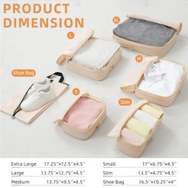 BAGAIL 4 Set/6 Set/8 Set Compression Packing Cubes Travel Accessories Expandable Packing Organizers (Cloth Pattern, 4-Matcha Green)