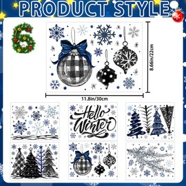 Vellibring 167 PCS Christmas Window Clings Stickers Hello Winter Snowflakes Christmas Tree Pine Branches Window Decals for Xmas Party Home Holiday Shop Glass Display Decoration