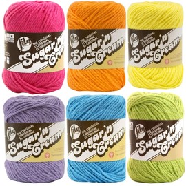Lily Sugar n' Cream Solid Variety Assortment 6 Pack Bundle 100 Percent Cotton Medium 4 Worsted (Multicolor)