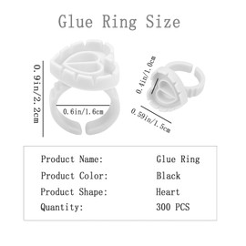 Blossom 300 PCS Heart Glue Cups for Lash Extension Supplies, Fan Fanning Eyelash Glue Holder, White