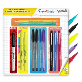 Paper Mate & Sharpie Set di penne | Cancelleria per il ritorno a scuola | Penne a sfera, pennarelli permanenti, matite meccaniche e altro ancora | Forniture per scuola e ufficio | Confezione da 12