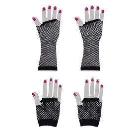 YgneeDom 80s Fishnet Gloves for Women and Girls in Theme Party Costume Accessories (Black)