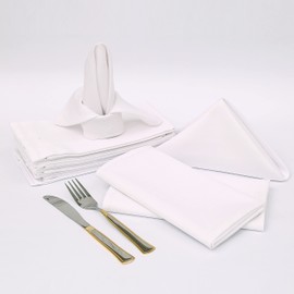 CHARKHAH White Cloth Napkins Set of 12 Soft Blend Thick Thread Linen Fabric Reusable Cotton Napkin with Size 46 cm x 46 cm Ideal for Home Office Wedding Party Hotel Kitchen Table Decoration