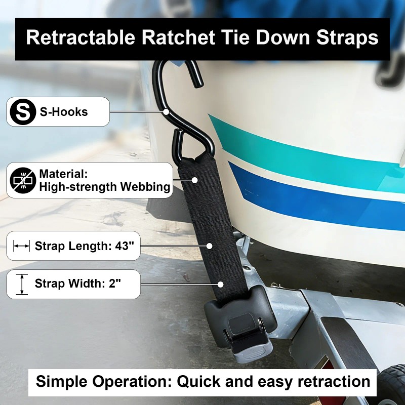 On Boat Transom Tie Down Straps to Trailer Heavy Duty