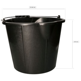 KOTARBAU® Plastic Bucket with Spout 15 L Construction Bucket with Handle Black