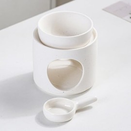 Warmself Warmself Aromalampe Metall Teelichthalter aus Keramik Duftlampe aus Keramik Wachsschmelzbrenner Wei?e Spaltkeramik