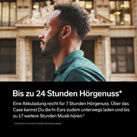 Denon AH-C500W True Wireless In-Ear Headphones, Water Resistant Bluetooth Headphones with Built-in Microphone - Black