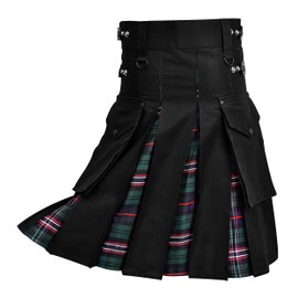 H HIGHLAND REDSTONE Hybrid Utility Kilts for Men Scottish Traditional Kilt with Flashes (UK, Numeric, 30, 32, Regular, Regular, Scottish National)