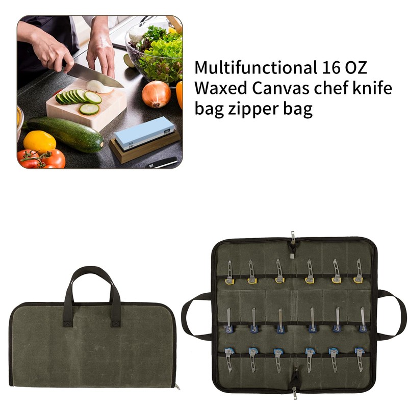 QEES Pocket Knife Roll Bag,Zipper Knife Display Case with 18