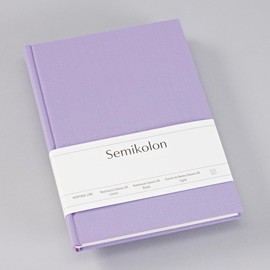 Semikolon 370045 Classic Notebook A5 Lined 176 Pages Cream White Paper Bookmark Lilac Silk Purple