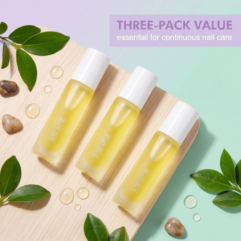 Olio Cuticole Unghie Set da 3 Pezzi, Olio per Cuticole
