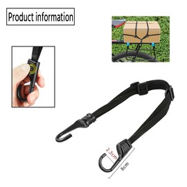 2 Pcs Universal Motorcycle Helmet Luggage Rope 60cm Motorcycle Bungee Cord Bandage Retractable Elastic Strap with 2 Hooks (Black)