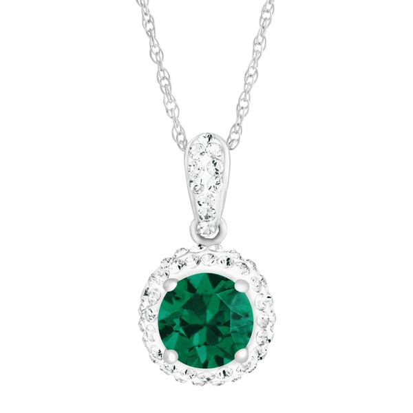 Crystaluxe May Pendant with Green Crystals in Sterling Silver