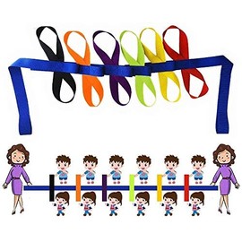 Walking Rope for Preschool Line Up Rope with Rings for Kids Toddlers to Walk Together Safety Daycare Leash Straps with Handles Teachers School Belt Colorful Line Holder (12 Children & 2 Adult)