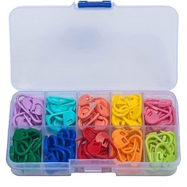Jatidne 120PCS Stitch Markers Crochet Knitting with Compartment Box Stitch Needle Clip 10 Colors (Box Package)