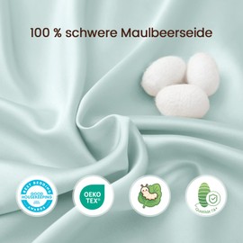 THXSILK Fitted Sheet for Baby, 100% Mulberry Silk, Soft and Breathable to Protect Baby Hair, Elastic Velcro Fastening, Oeko-Tex Certified, 52 x 56 cm (Light Blue, 1 Piece)