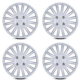 AUTOWIKI Wheel Cover Replacement R16 Hub Caps Universal Wheel Rim Cover ABS&PC Material Exterior Accessories for Car Trunk SUV -Set of 4 (16-Inch, White Lacquer)