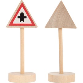 Small Foot Verkehrsschilder-Set aus Holz, Zubehör für Holzfahrzeuge und Eisenbahnen, für Kinder ab 3 Jahren, 11736 Toys