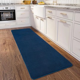 HOMORE 2x6 Hallway Runner Rug for Bedroom,Navy Blue Washable Area Rug Low Pile Fluffy Living Room Kitchen Nursery Decor,Non Slip Thickened Memory Foam Area Rugs for Dorm Hallway Indoor Home Decor