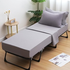 JQCOVEI Cot Sheets 31" x 75", Cot Sheet Set 4 Piece for Narrow Twin/RVs Bunk/Camper Bunk/Guest Beds/Army Cots/Trifold Mattress/Travel Size Mattress, Shrinkage & Stain Resistant Cot Sheets Set, Gray