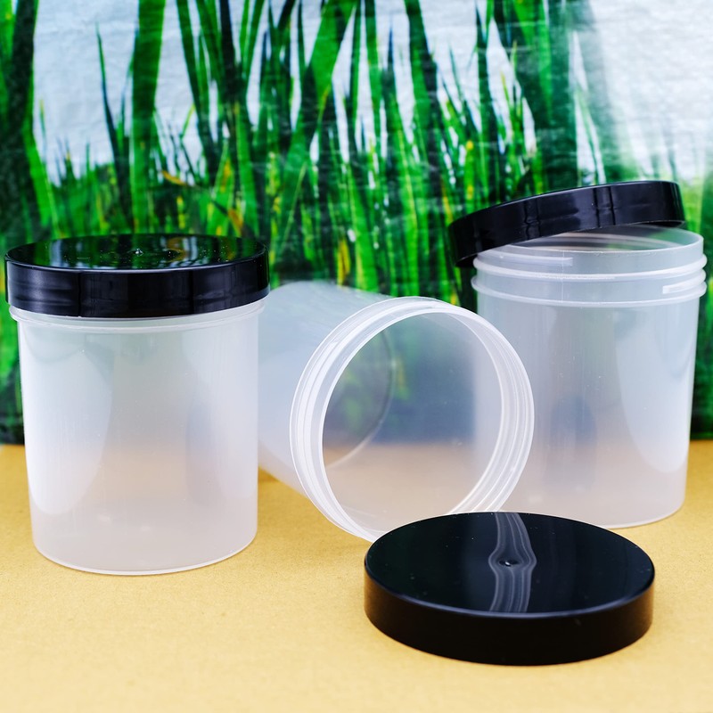 250ml Empty Glug Pots x 6 TRANSLUCENT with BLACK Lid