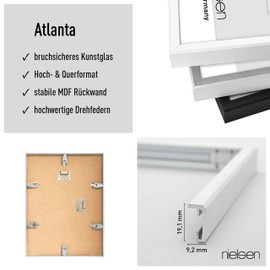 nielsen Atlanta Photo Frame 8.25 x 11.7 Inch (A4) Aluminium Matt Silver Document Frame for Hanging Portrait & Landscape Shatterproof Glass