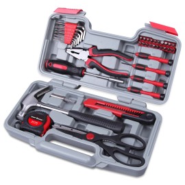 CARTMAN 39piece Tool Set General Household Kit with Plastic Toolbox Storage C...