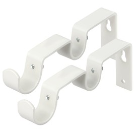 KAMANINA Heavy Duty Double Curtain Rod Bracket for 1 and 3/4 Inch Curtain Rods, Double Curtains Rods Holder, Set of 2, Ivory White