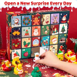 2024 Advent Calendar Christmas Rubber Ducks, Christmas Ducks 24 Days Surprises Countdown Gift for Toddlers Boys Girls, Christmas Party Favor Gifts, Christmas Countdown Calendar Rubber Ducky Bath Toys