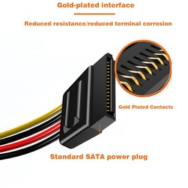 DCNETWORK 2-Pack 15 Pin SATA Power Splitter Cable - 8 Inches, Y-Splitter