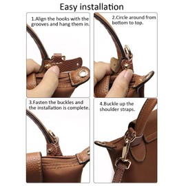 Leather Strap for Small Bag, Multicoloured, Adjustable Women's Bag Straps with Carabiner, Gold, 90-120 cm Handbag, No-Punch Accessories, Carry Strap, Small Bag for Women, Crossbody Strap, 1.2 cm, 016,