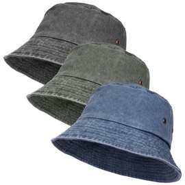 3 gorros de algodón lavado para mujeres y hombres, sombrero de pesca, sombrero de verano para viajes de playa, sombrero de sol al aire última intervensión, Negro+azul marino+verde armygreen, Talla