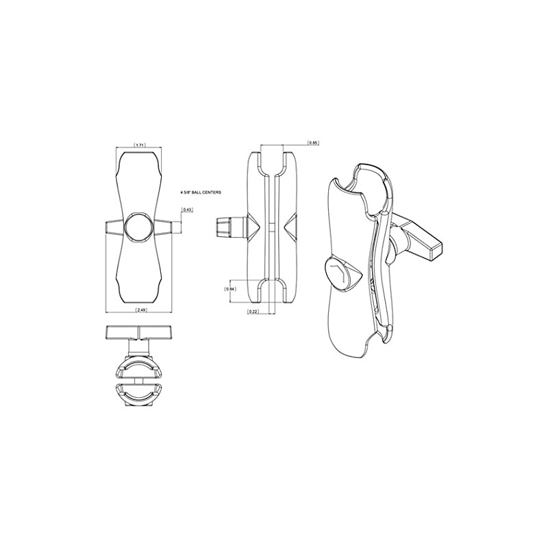 RAM MOUNTS RAM-201UA [Arm 1.5 inch] Double Socket Arm M