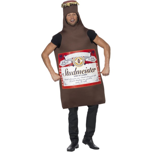 Smiffys mens Studmeister Beer Bottle Costume, Brown, One Size