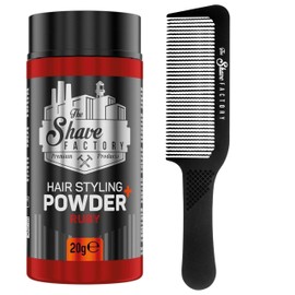 The Shave factory Hair Styling Powder - Mattifying and Volumizing Powder, with comb types suitable for all areas of use, hair comb and powder wax (Comb 045 & Ruby Styling Powder 20gr)
