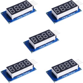 DIYables 4-Digit 7-Segment LED Display TM1637 Module for Arduino ESP32, ESP8266, Raspberry Pi - Clock and Counter Display, 5 Pieces, Tutorials Provided