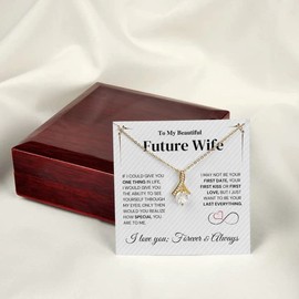 Future Wife Necklace My Last Everything, Promise Necklace For Her, Fiance Gifts For Her, Birthday Gifts For Future Wife With Message Card, Soulmate Necklace For Women, To My Soulmate Necklace (Alluring Beauty, 18K Yellow Gold Finish - Luxury Box)