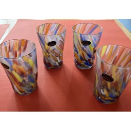 Murano Confetti indented Glasses Lot of 4 made in Italy