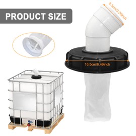 SIGANDG IBC Lid Filter, 45° Nylon Lid 163 mm, Nylon Rainwater Filter, Washable, with Arc DN150, 45° Tank Cap, Water Filter for Rainwater Tank, Barrel IBC Container