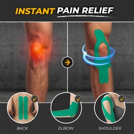 Kinesiology Tape-Incredible Support for Athletic Sports and Recovery + Free Taping Guide - Pre-Cut 2 inch 16.4 feet (Forest Green + Free Taping Guide, 1 Pack)