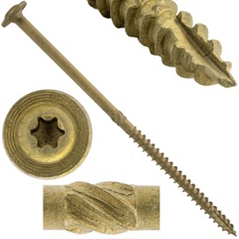 Jake Sales #15 x 6 Construction Lag Screw Exterior Coated Torx/Star Drive Heavy Duty Structural Lag Screw Far Superior to Common Lag Screws (100 Screw Count) Modified Truss Washer Head