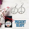 Peace sign hoop dangle earrings charm silver large bohemian style